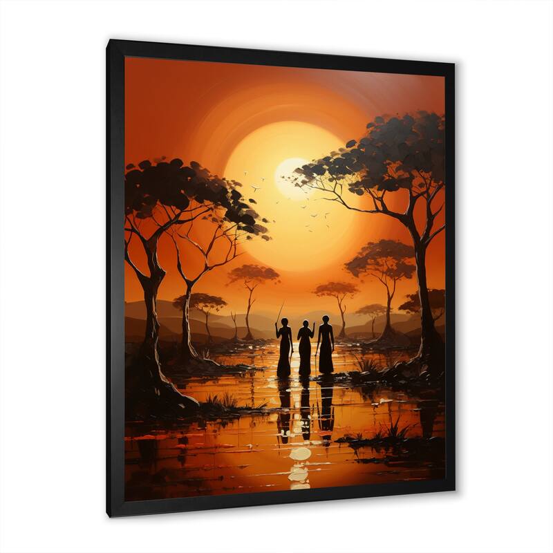 Designart "African Savannah Serenade II" African Art Framed Canvas Wall